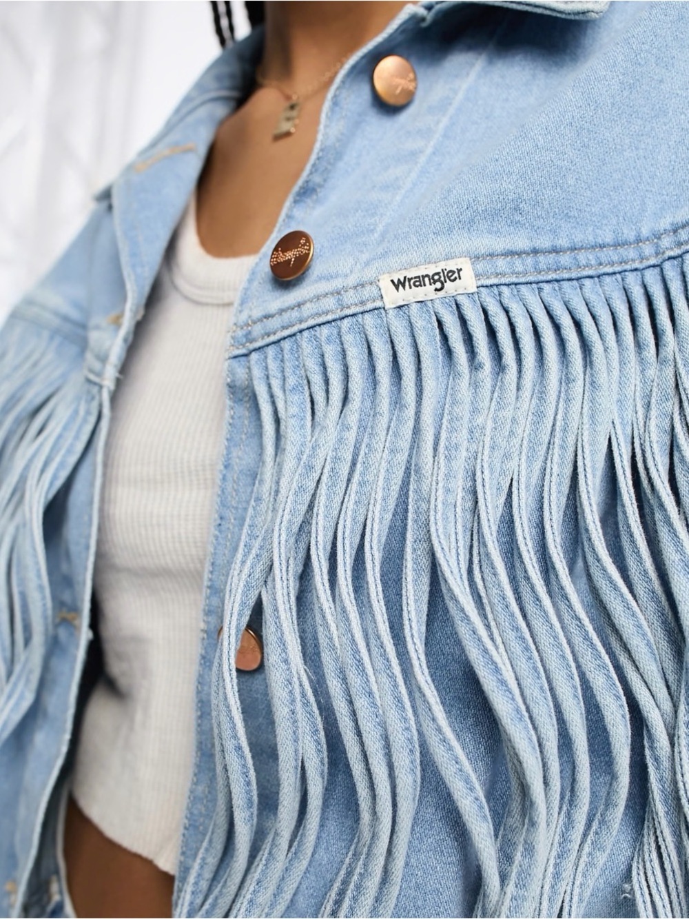 ISO Wrangler Jean fringe jacket